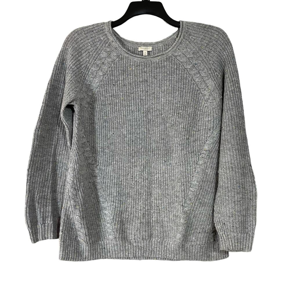 Talbots Women's Gray Rainbow Confetti Chunky Sweater - Size Medium - Cozycore